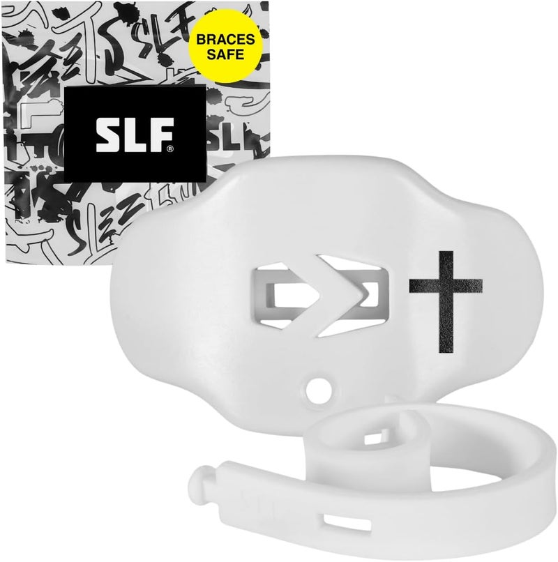 SLEEFS Football Mouth Guard - Youth Mouthguard with Strap - Lip/Teeth Protector Mouthpiece - No Boil - for Youth/Adults, Maximum Air Flow, for All Sports - Cross (Cross White) - Image 1